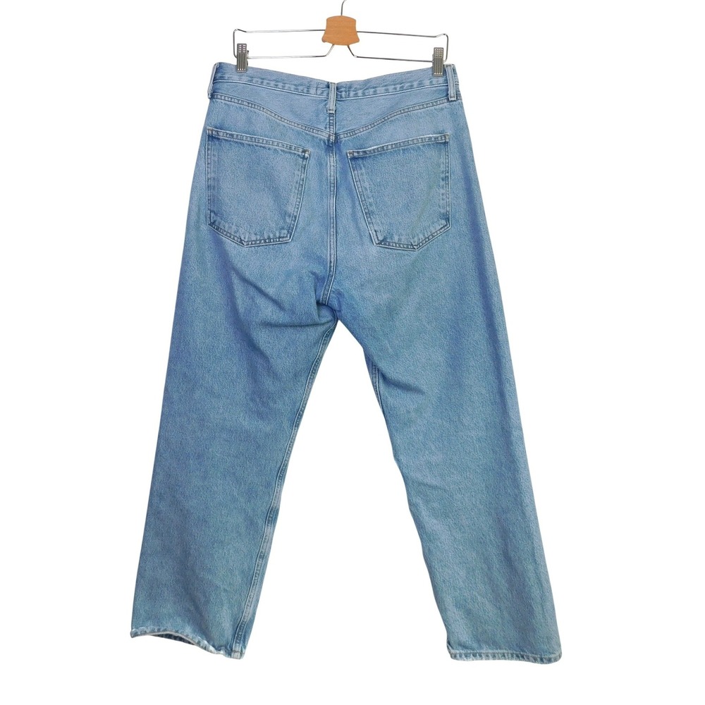 AGOLDE 90s Crop Mid Rise Straight Jeans Essence Blue Organic Cotton Size 29 - Picture 3 of 6